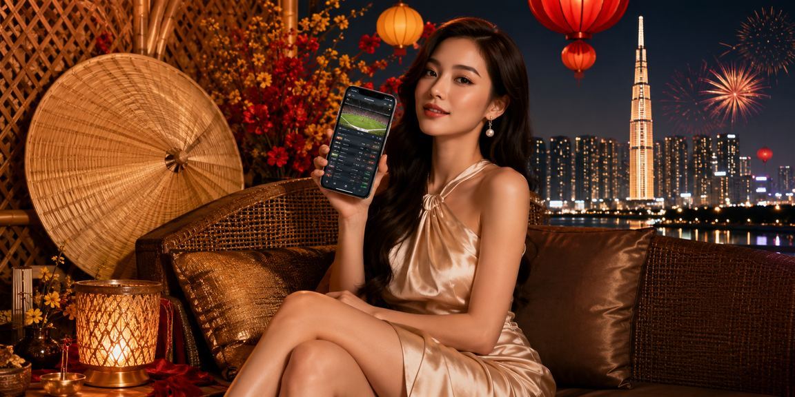 Người dùng tại TP.HCM đội nón lá xem cá cược thể thao trên điện thoại